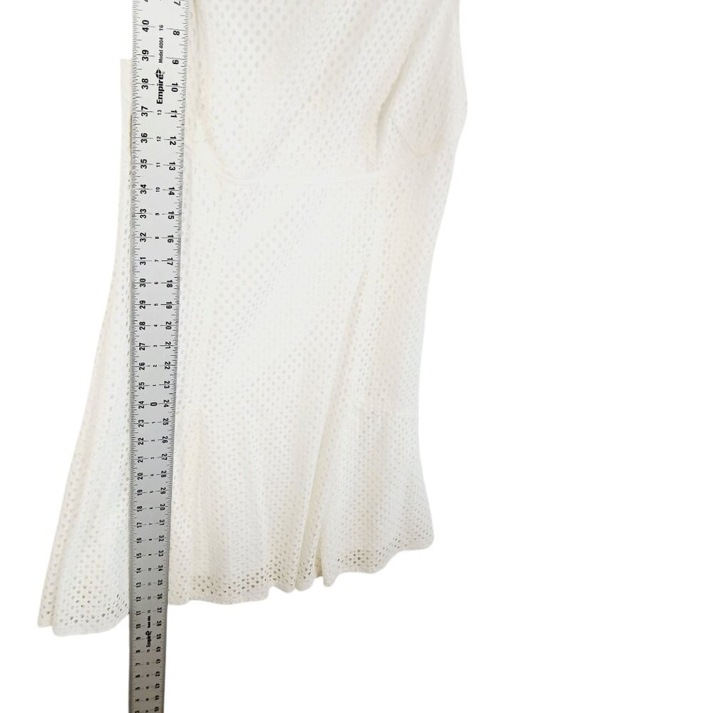 Chaps, Cream Eyelet Dress, Size 12, Sleeveless, Wide Neck, Zip Back - Picture 14 of 16